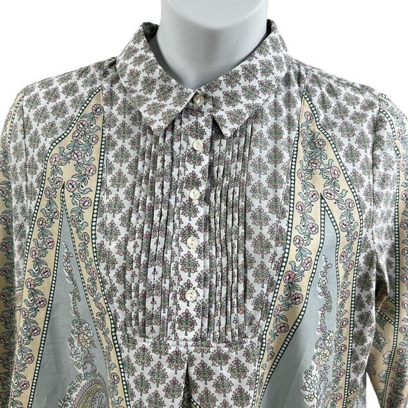 Soft Surroundings XL Womens Sky Blue Paisley Pleated Tabitha Tunic Boho Peasant - Picture 4 of 15